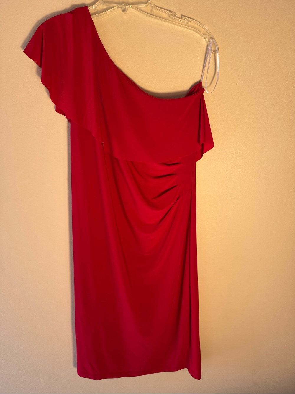 Emma & Michele Red One-Shoulder Draped Cocktail Dress